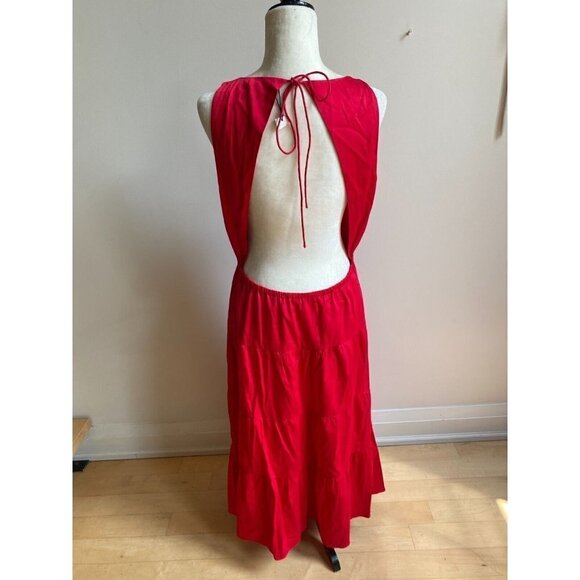 Alice + Olivia NEW womens red "Hartley" dress BNWT open back tiered midi - Picture 6 of 8